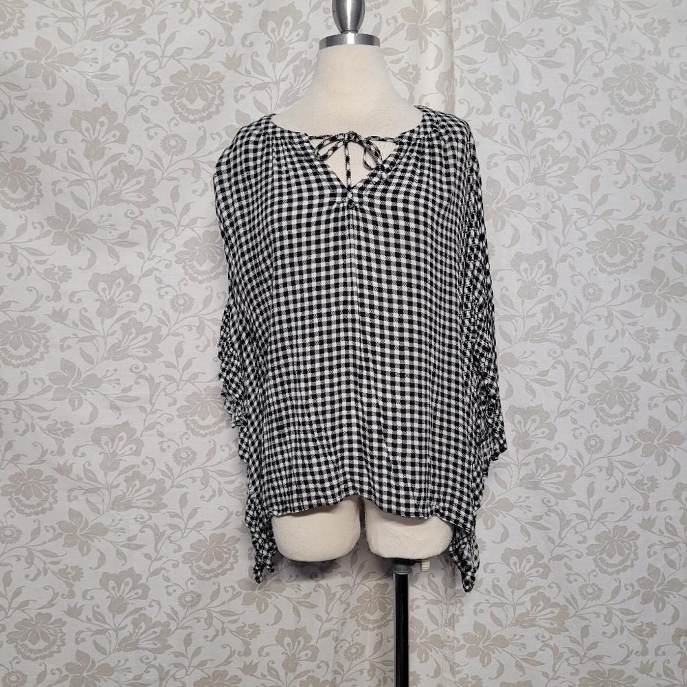 A.N.A Checkered Black and White Blouse Top Size S